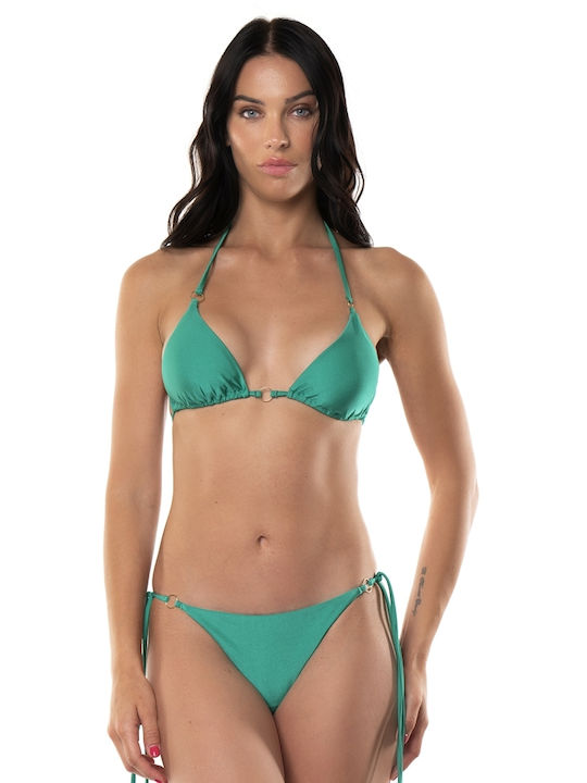 Acquadicocco Padded Bikini Set Triangle Top & Brazil Bottom Green