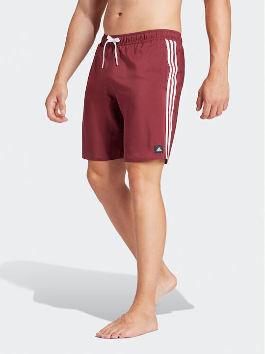 3-Stripes CLX Costum De Baie Bărbați Pantaloni Scurți Burgundy