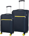 Cardinal Medium Travel Suitcase Fabric Dark Blue with 4 Wheels