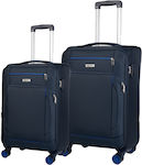 Cardinal Travel Suitcases Fabric Dark Blue Maximum Height 60cm with 4 Wheels Set of 2pcs