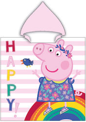 Borea Kinder Strandponcho Peppa Schwein Rosa 110 x 110cm.