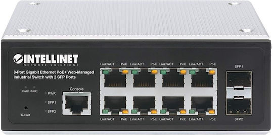 Intellinet 508278 Verwaltet L2 PoE+ Switch mit 8 Ports Ethernet und 2 SFP Ports