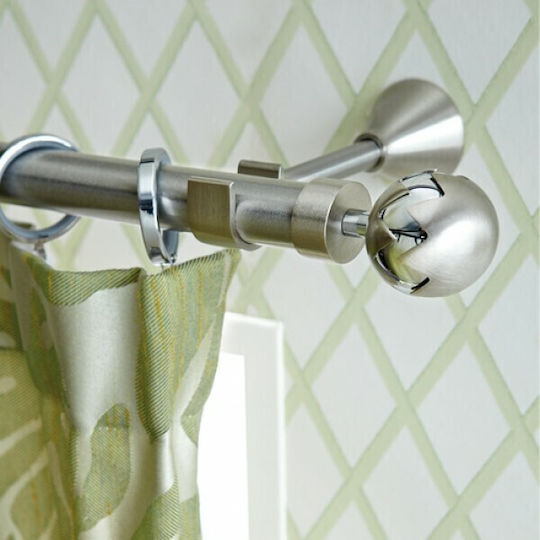 Aslanis Home Metallic Curtain Pole Oscar Double with Rod Φ25mm 160cm Silver