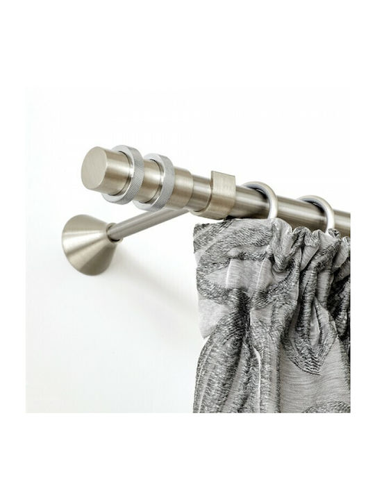 Aslanis Home Metallic Curtain Pole Lux Double with Rod Φ25mm 160cm Silver