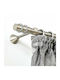 Aslanis Home Metallic Curtain Pole Lux Double with Rod Φ25mm 160cm Silver