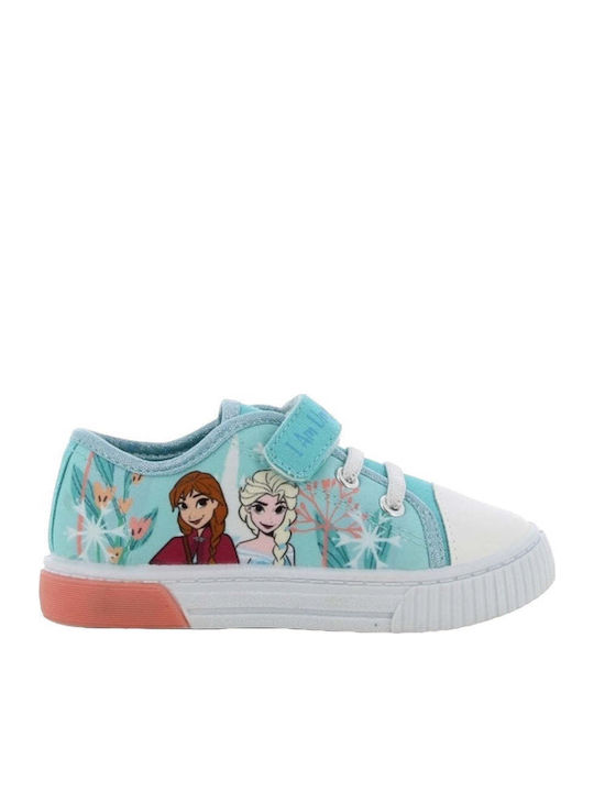 Frozen Παιδικά Sneakers Ανατομικά με Σκρατς & Φωτάκια Τιρκουάζ