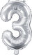 Balloon Foil Number 3 Silver 35cm