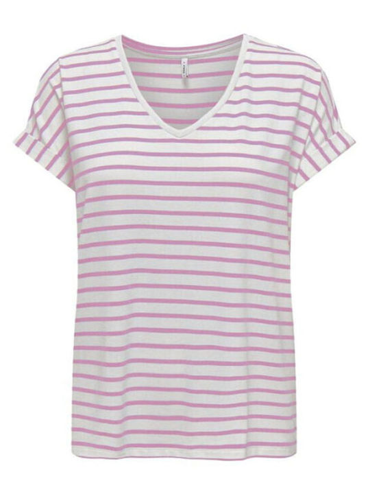 Only Women's Blouse with V Neck Pink