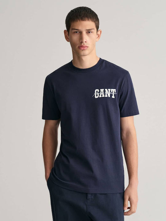 Gant Ανδρική Μπλούζα Κοντομάνικη Μπλε