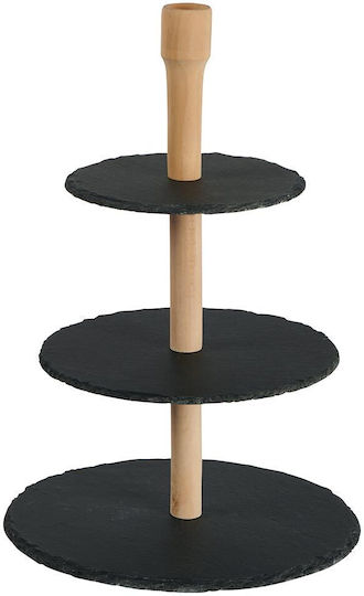 Country Casa Glas Etagere 3 Etagen Schwarz Ø28cm 1Stück