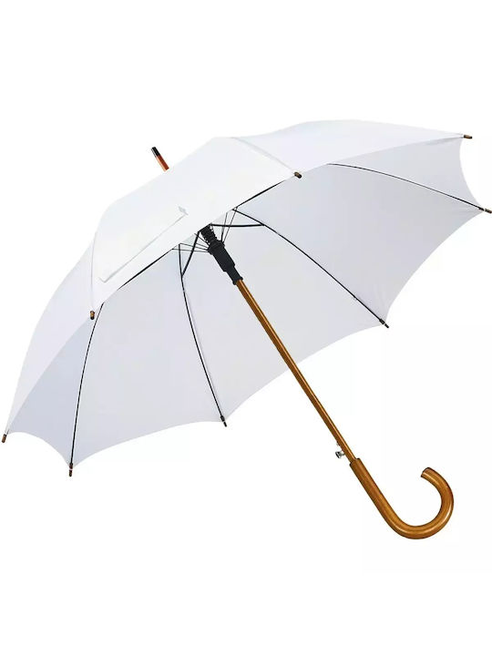 J & E Umbrella with Walking Stick White