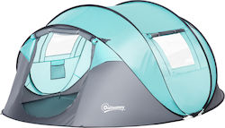 Outsunny Dome Automat Cort Camping Pop Up Albastră pentru 4 Persoane 286x209x122cm