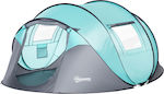 Outsunny Dome Automat Cort de camping Pop Up Albastru pentru 4 persoane 286x209x122cm