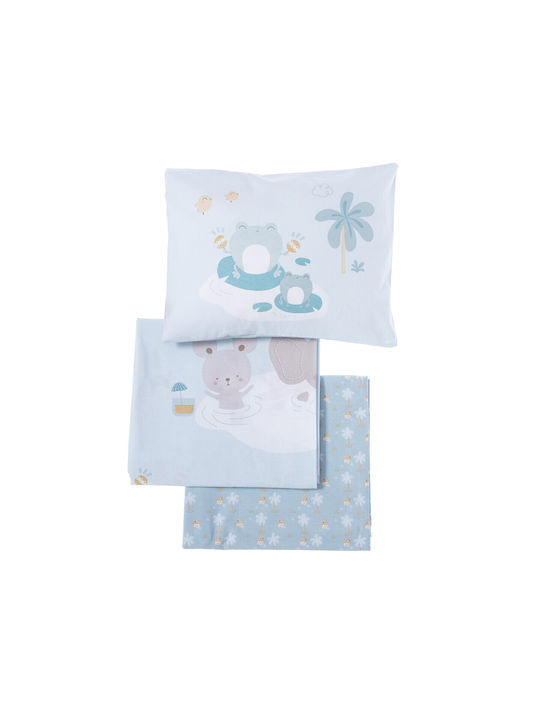 Nef-Nef Baby Sheets Set Crib Cotton Enjoy Life Aqua 120x170cm