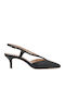 Leder Pumps mit mittelhohem Absatz Schwarz