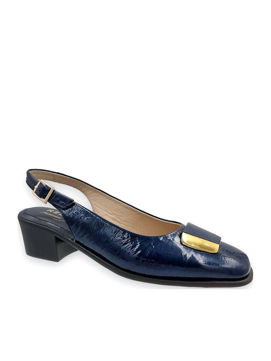 Leder Pumps mit Riemchen Blau