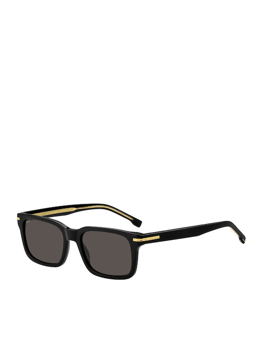 Boss Men's Sunglasses with Black Plastic Frame and Black Lens HG 1628/S 807/IR