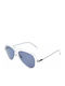 adidas Unisex Sunglasses with Silver Metal Frame and Blue Lens AOK001-012000