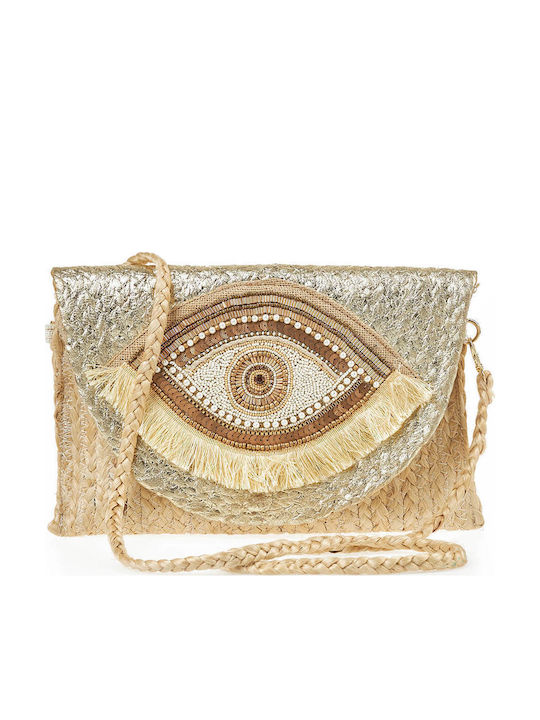 Verde Stoff Damen Schulter Tasche Gold