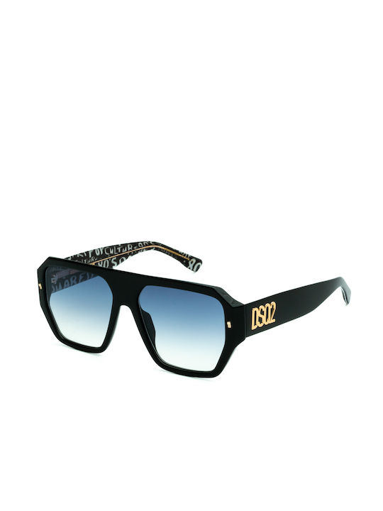 Dsquared2 Sunglasses with Black Plastic Frame and Blue Gradient Lens D2 0128/S TAY/08