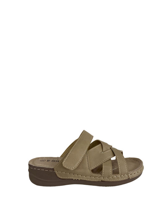 B-Soft Women's Flat Sandals in Beige Color