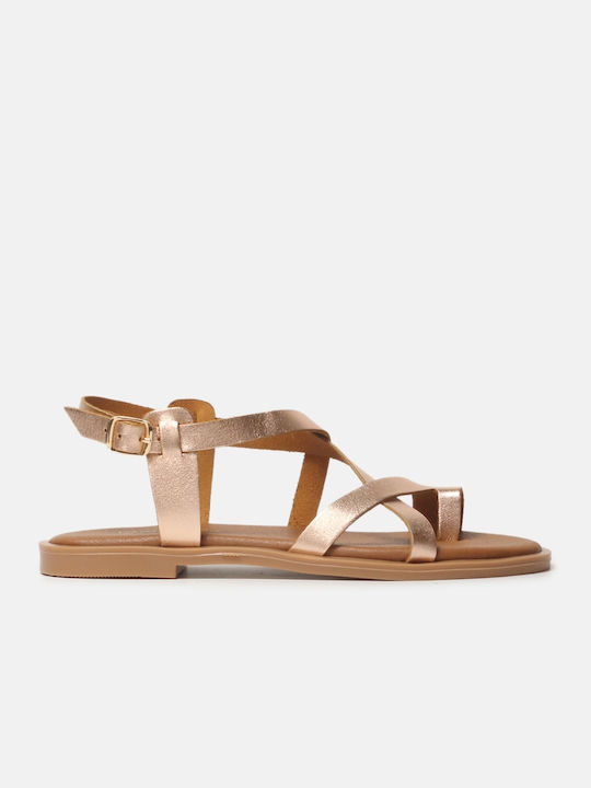 InShoes Leather Crossover Women's Sandals Gold