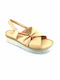 Boxer Leather Women's Flat Sandals in Beige Color