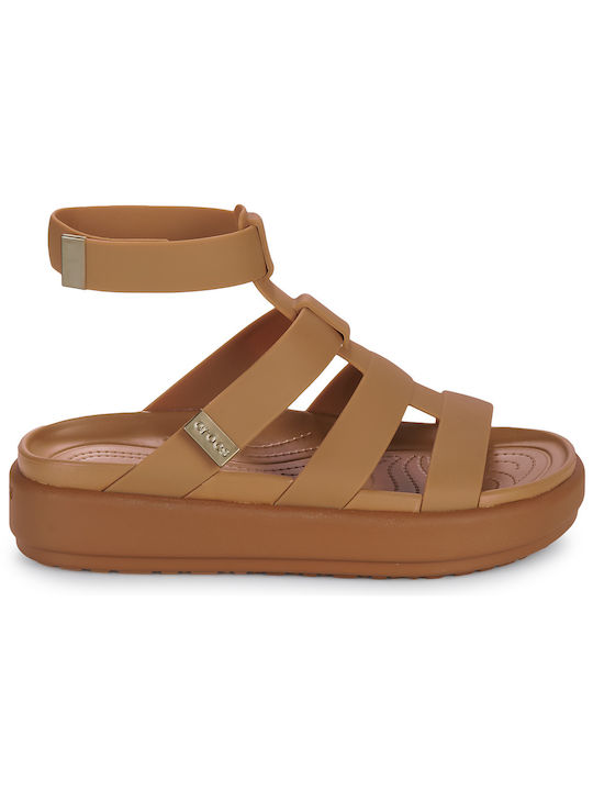 Crocs Brooklyn Luxe Sandale dama Gladiator în Culoarea Maro