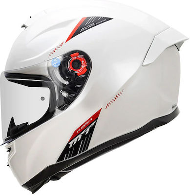 MT White Pearl Gloss Cască de motocicletă Față întreagă DOT 1450gr