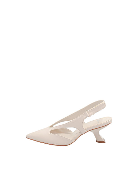 Carrano Leather White Medium Heels with Strap