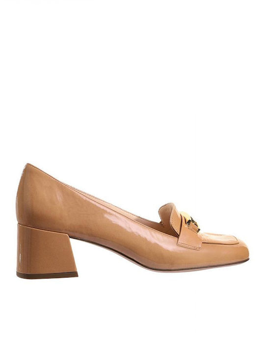Hogl Patent Leather Beige Medium Heels