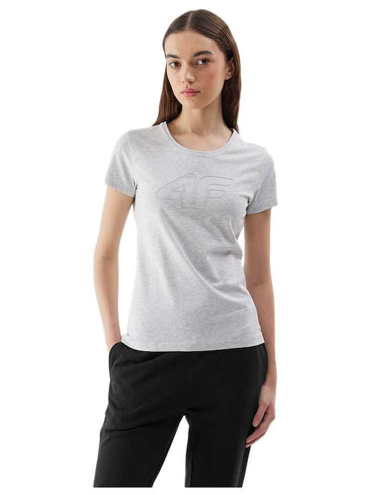 4F Women's Athletic Blouse Short Sleeve Gray