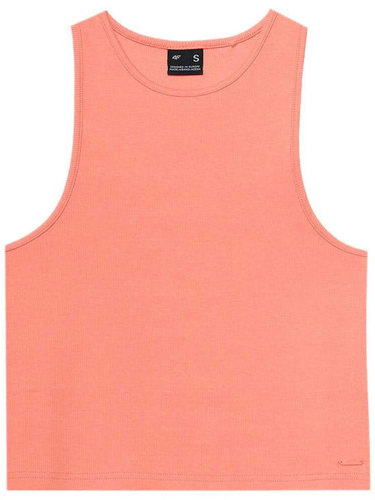 4F Damen Bluse Baumwolle Ärmellos Orange