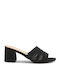 Suede Mules with Chunky High Heel in Black Color