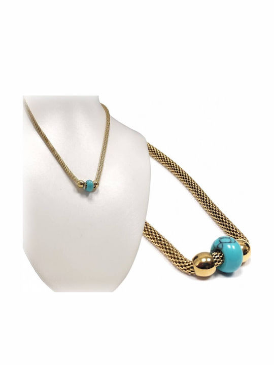 Karma Fashion Kette aus Vergoldetem Stahl Türkis