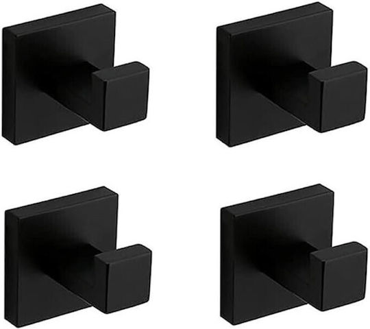 Άγκιστρο Μπάνιου Μονό με Βίδες ​4.5x4.5cm Inox Μαύρο