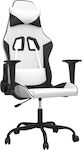 vidaXL 345409 Καρέκλα Gaming Δερματίνης με Ρυθμιζόμενα Μπράτσα Λευκό / Μαύρο