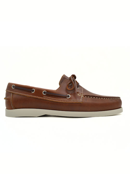 Hawkins Premium Δερμάτινα Ανδρικά Boat Shoes σε Καφέ Χρώμα