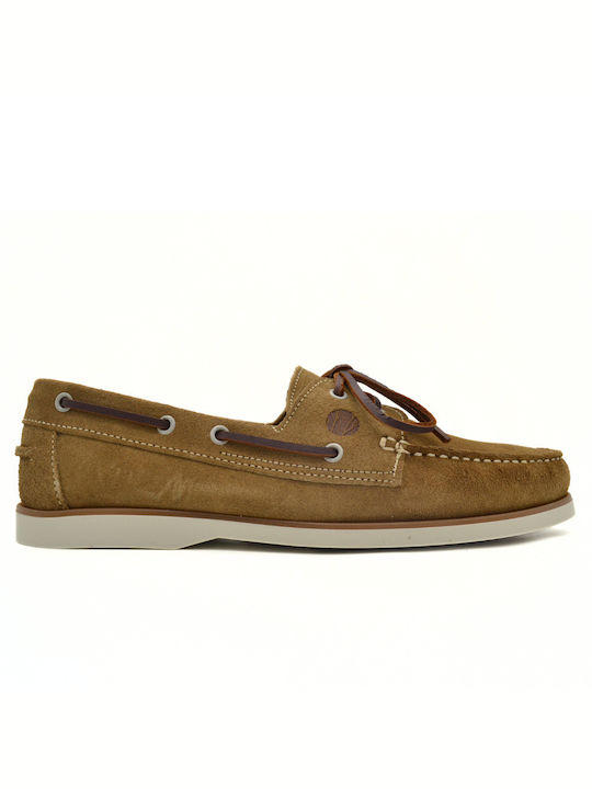 Hawkins Premium Δερμάτινα Ανδρικά Boat Shoes σε Μπεζ Χρώμα