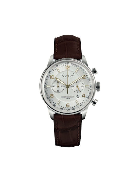 K.due² Watch Chronograph Battery with Brown Leather Strap