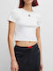 Delanor Γυναικείο Crop T-shirt Λευκό