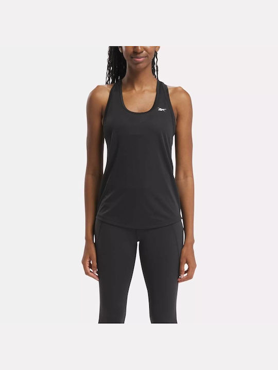 Reebok Γυναικεία Αθλητική Μπλούζα Αμάνικη Fast Drying με Διαφάνεια Μαύρη