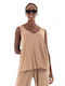 Collectiva Noir Women's Blouse Sleeveless Beige