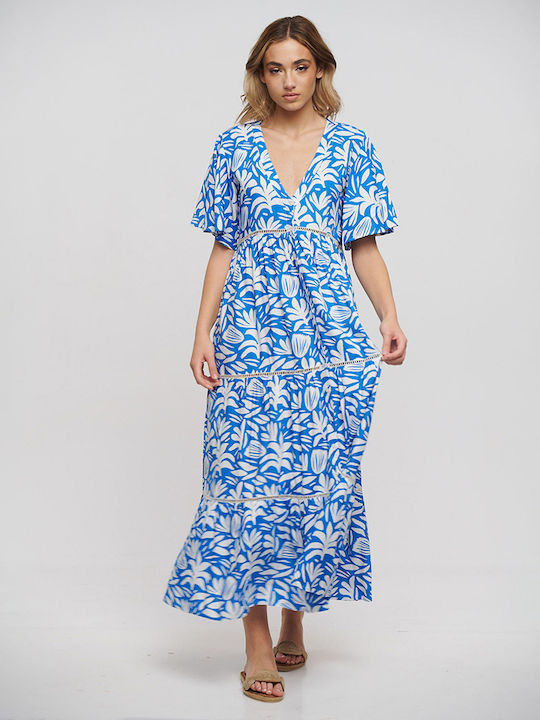 Summer Maxi Shirt Dress Blue