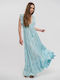 Ble Resort Collection Maxi Evening Dress with Ruffle Light Blue