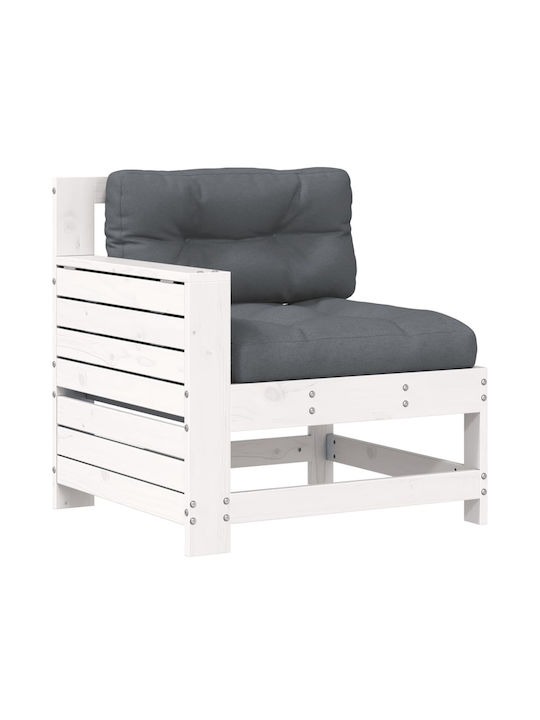 Outdoor Armchair Wooden White with Cushion 1pcs 69x62x70.5cm.
