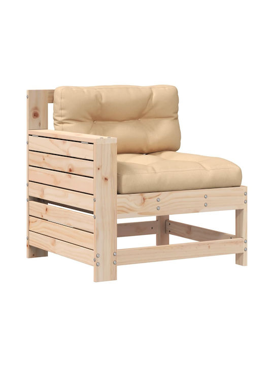 Outdoor Armchair Wooden Coffee with Cushion 1pcs 69x62x70.5cm.