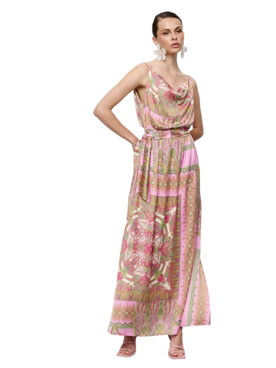 Passager Maxi Dress Satin Draped Fuchsia