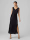 Vero Moda Maxi Φόρεμα με Σκίσιμο Μαύρο