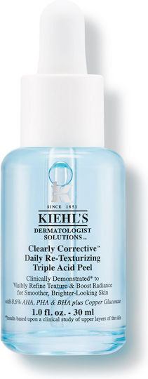 Kiehl's Clearly Corrective Re-Texturizing Triple Acid Peel Αντιγηραντικό Serum Προσώπου για Λάμψη 30ml